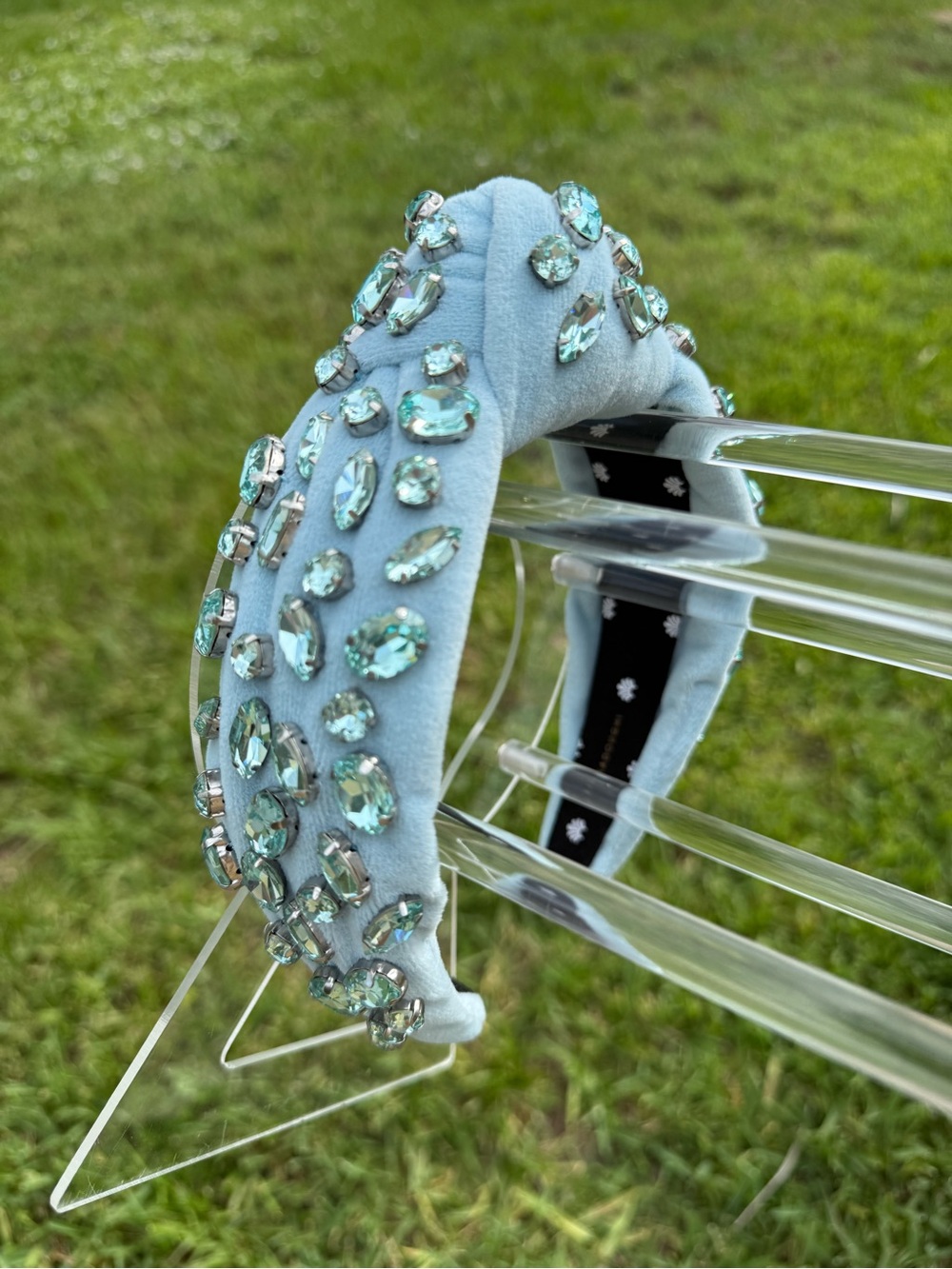 Lele Sadoughi Birthstone Aquamarine Light Blue Crystal Headband - Picture 5 of 6